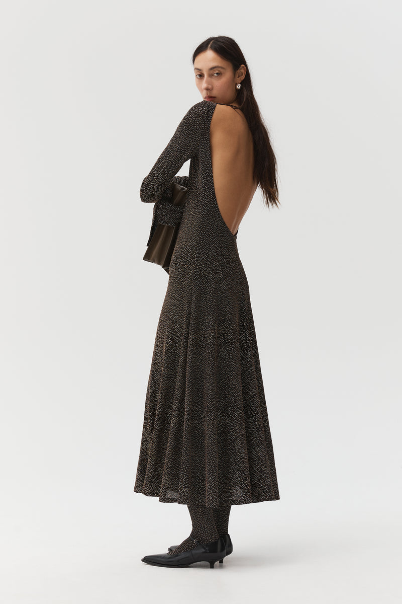 strapless open back dress Beaufille Black & Gold Baes Open Back Maxi Dress
