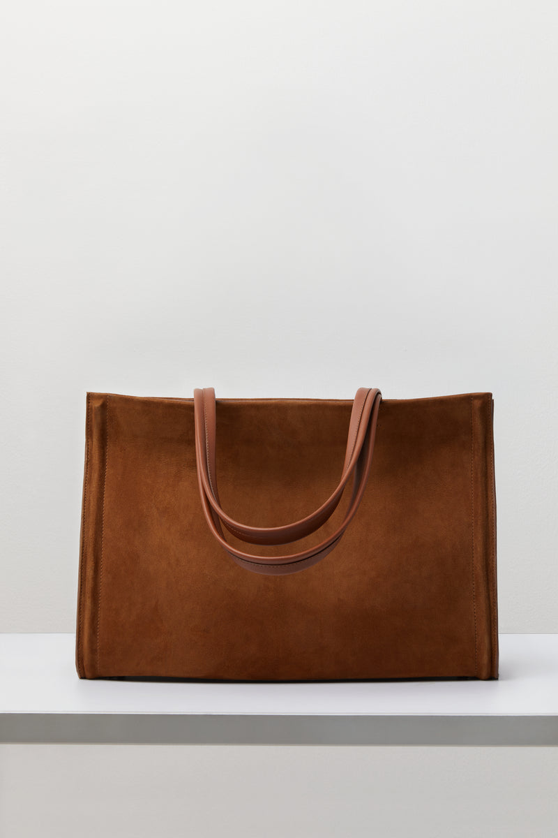 City Tote in Walnut — Large Suede Leather Tote | Beaufille