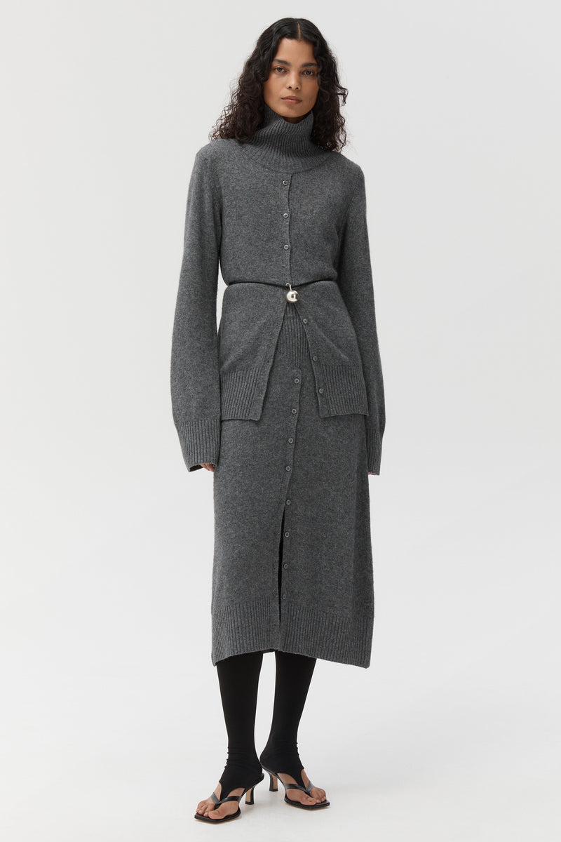 Celine Sweater — Turtleneck Button-Slit Knit Sweater | Beaufille