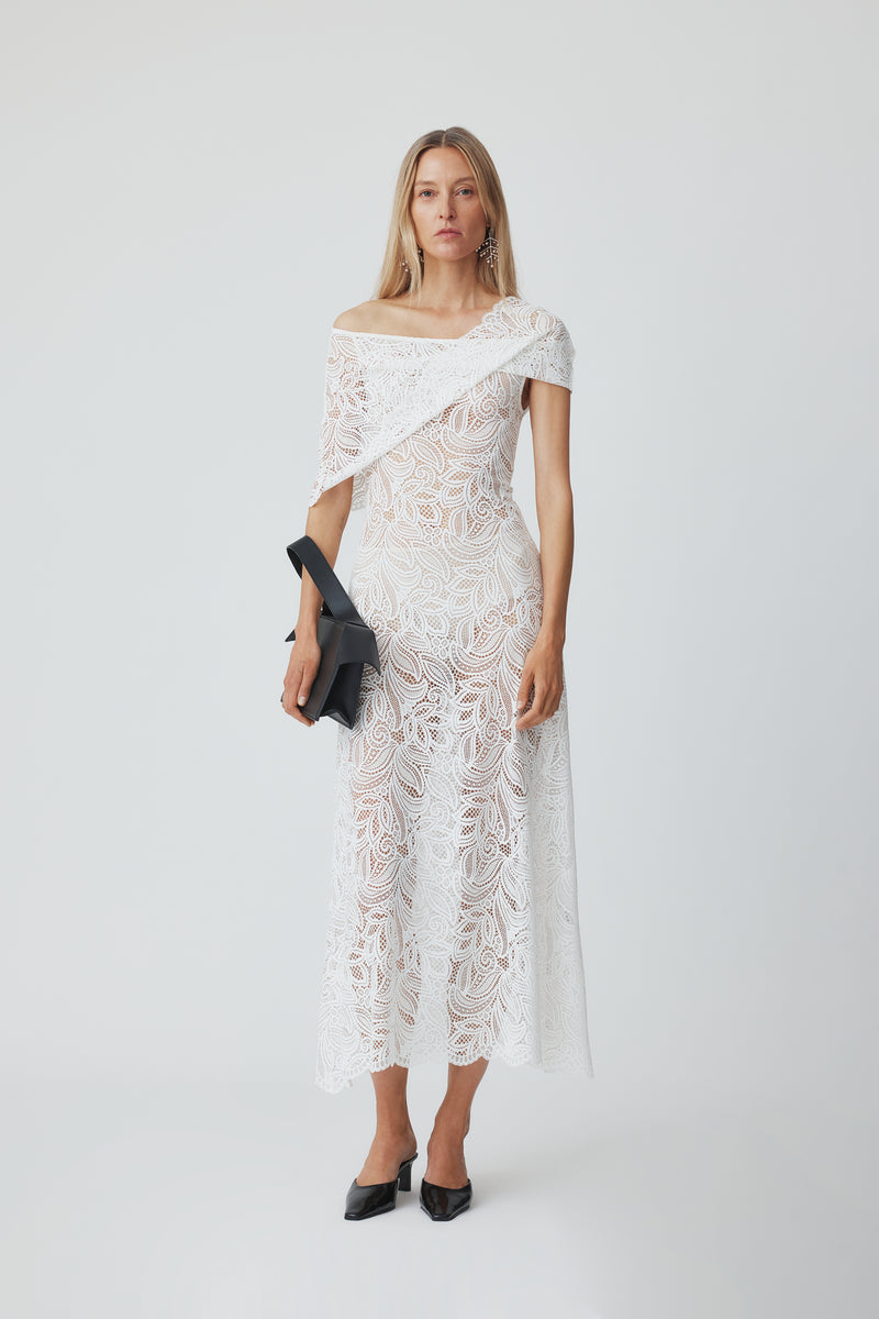 off white fall dress Lady Black Tie - Mabel Gown- Off White - Luxe Satin Off The Shoulder Corset Gown