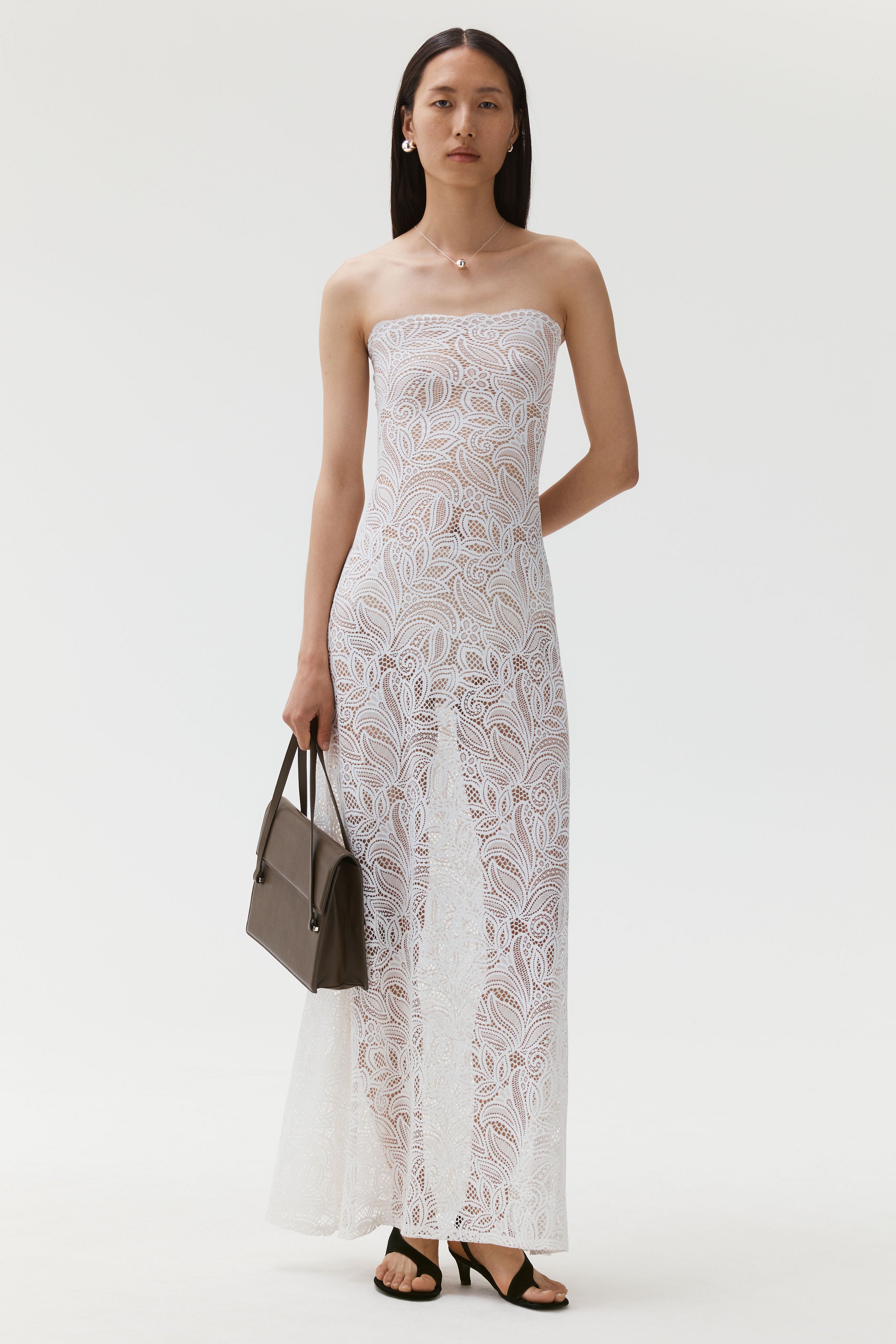 strapless open back dress Anise Dress White / M