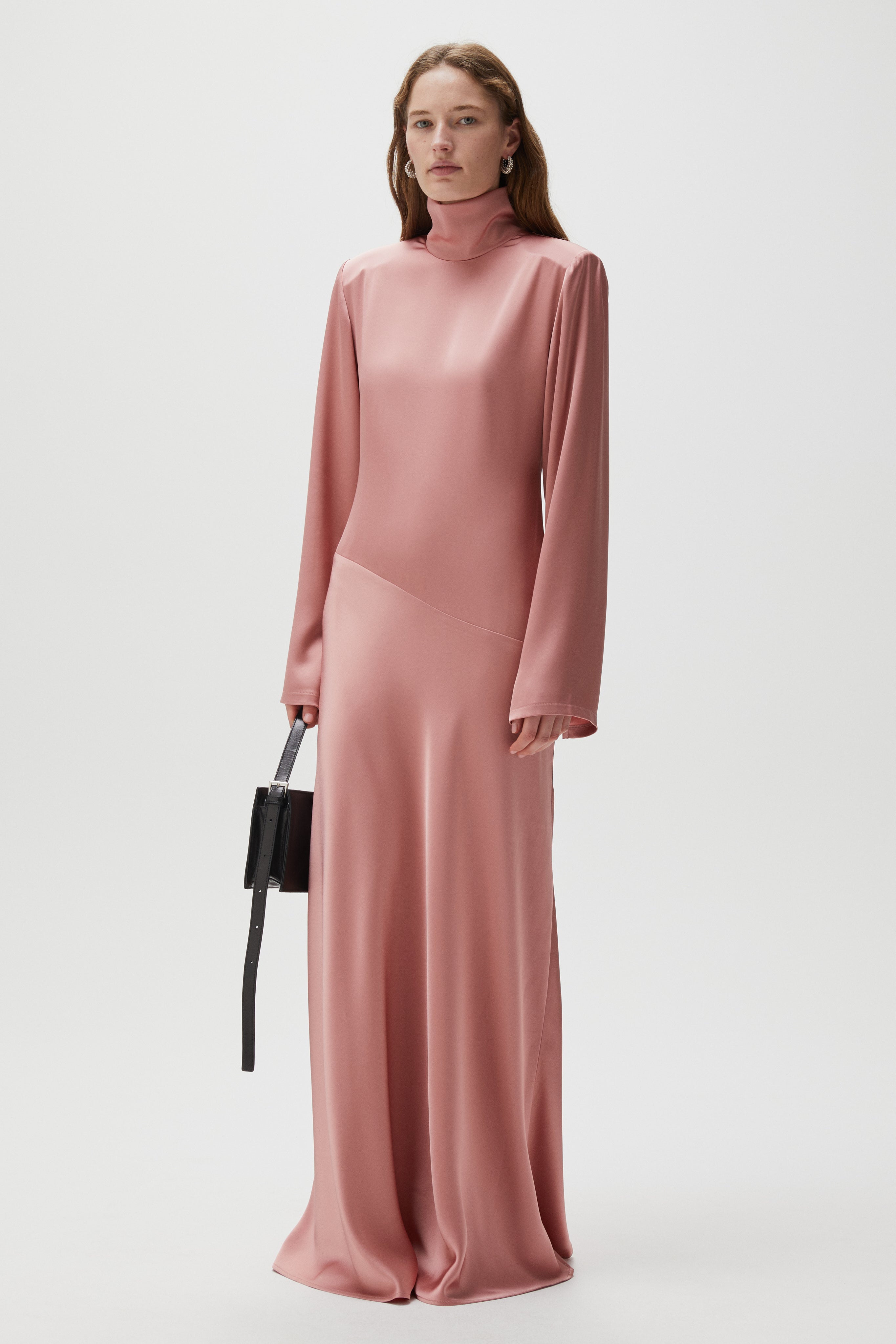 pink satin long sleeve maxi dress Iris Long Sleeve Satin Maxi Dress / Soft Pink | MESHKI