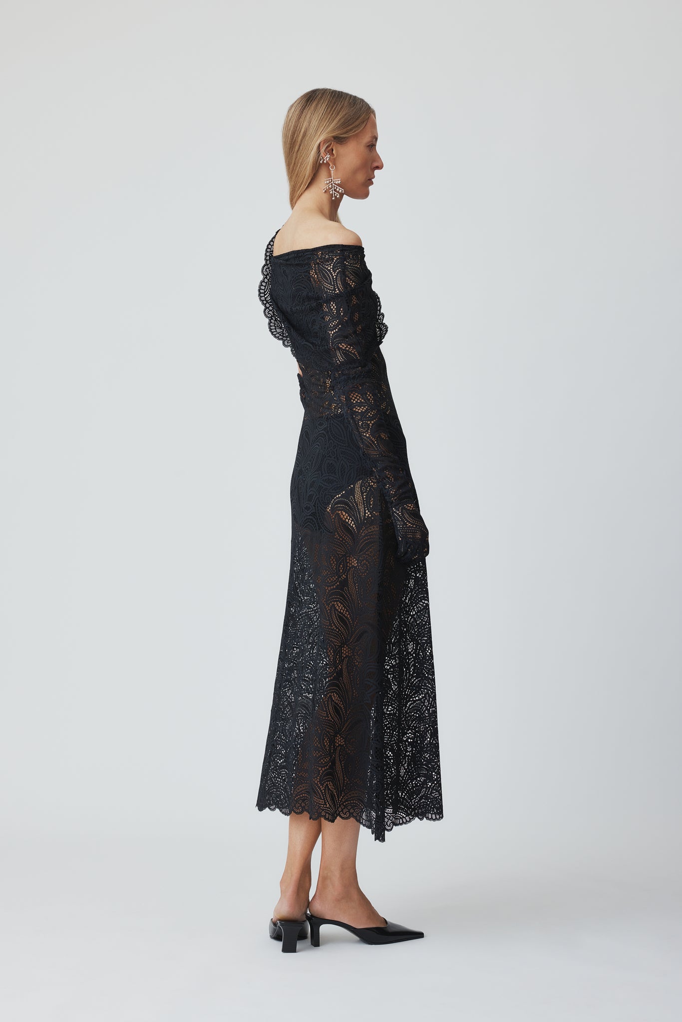 beaufille lace dress Lotta Dress Off-the-Shoulder Stretch Lace Midi Dress